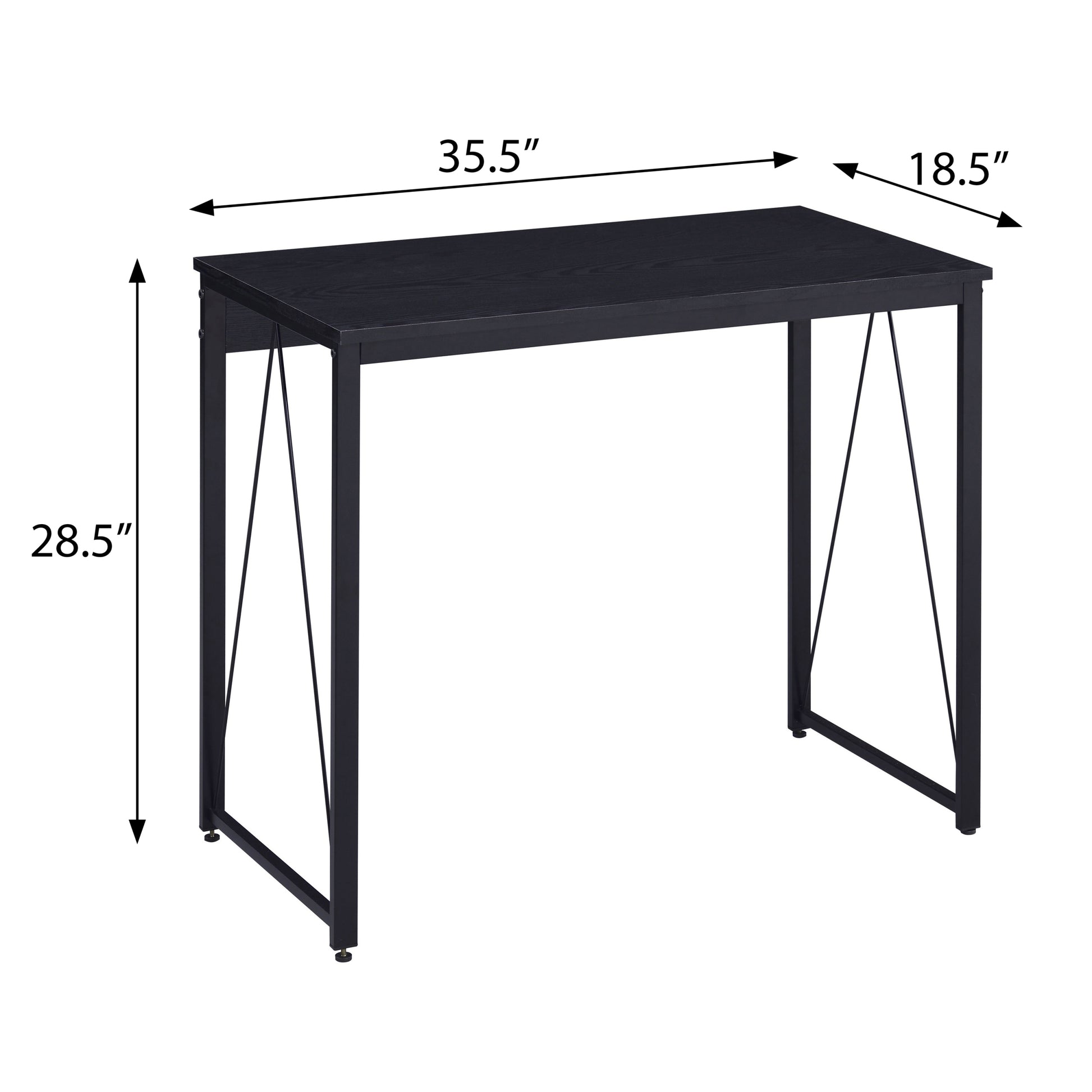 Black 35.5" Writing Desk With Metal Sled Base Black Writting Desk Office Industrial,Rustic Rectangular Wood Metal Sled