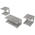 Unique Coffee Table, Solid Wood 23.8 Inch Modern Coffee Table Modern Center Table With Storage, Solid Wood Special Shape Coffee Table, Living Room, Kitchen, Apartment Dining Table Gray Solid Wood Mdf
