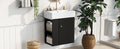 Video 21.6 Inch Modern Floating Bathroom Vanity With Ceramic Basin Perfect For Small Bathrooms, Left Side Storage Black Bathroom Ceramic Mdf