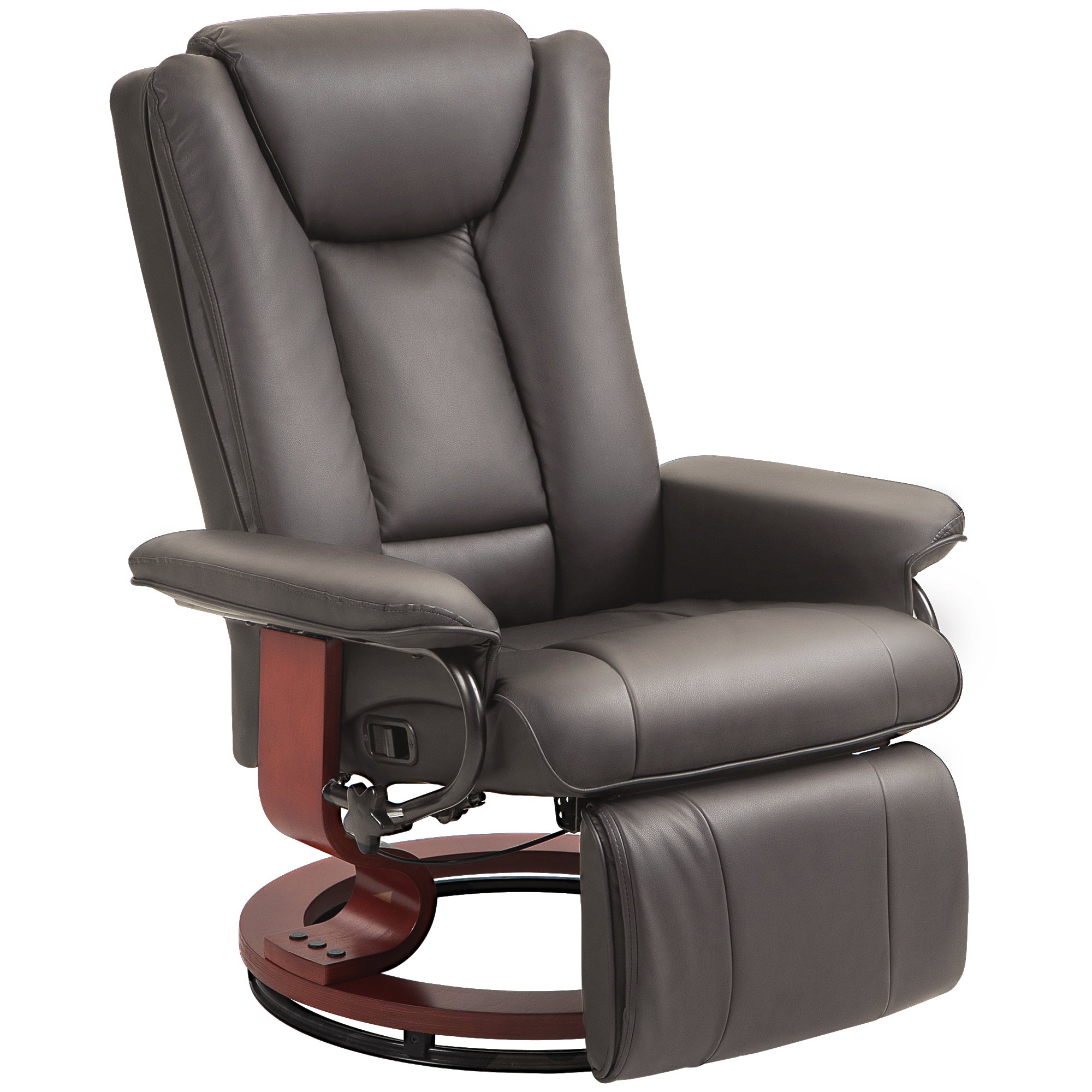 Homcom Manual Swivel Recliner Chair, Pu Leather Reclining Chair With Footrest For Living Room, Brown Brown Pu Leather