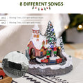 Homcom Animated Christmas Village Scene, Pre Lit Musical Holiday Decoration With Led Lights, Rotating Train, 2 Musicians And 1 Commander Multicolor Resin