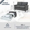 Love Seat Sofa Sleeper With Memory Foam Mattress Rolled Arms,Linen Polyester Fabric,Wood And Metal Frame,Plastic Legs Sofa Bed Sofa Bed, Grey Twin Grey Polyester