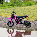 Aosom Electric Dirt Bike With Twist Grip Throttle, 24V 350W Off Road Electric Motorcycle, Up To 15 Mph With Brake, Music Horn, Rear Suspension For Ages 13 Years, Pink Pink Plastic