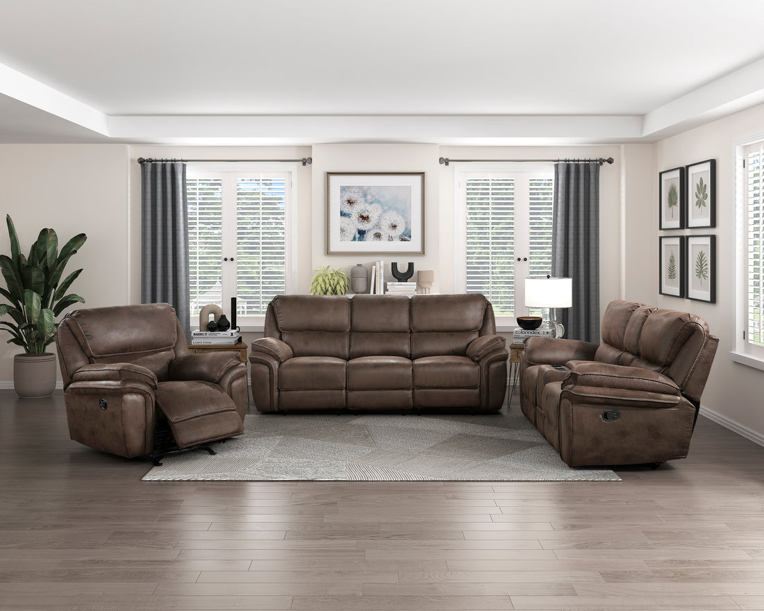 Plush Modern Living Room Sofa Set 3Pc Reclining Sofa Loveseat Rocker Reclining Chair Brown Microfiber Upholstery Solid Wood Frame Furniture Brown Microfiber Wood Primary Living Space Modern Plywood,Solid Wood 6 Seat