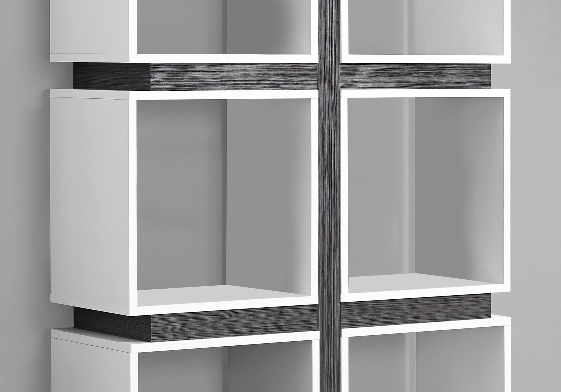 Bookshelf, Bookcase, Etagere, 5 Tier, 71"H, Office, Bedroom, Grey And White Laminate, Contemporary, Modern White Particle Board