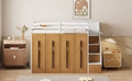 Modern Loft Bed With Two Tone Storage Stairs And Pull Out Wardrobes, White Twin White Solid Wood Mdf