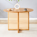 Chinese Countryside Retro Solid Wood Round Table, Simple Modern Imitation Rattan Table, Wooden Table, Desk. Suitable For Dining Room, Living Room, Office Wood Rubber Wood