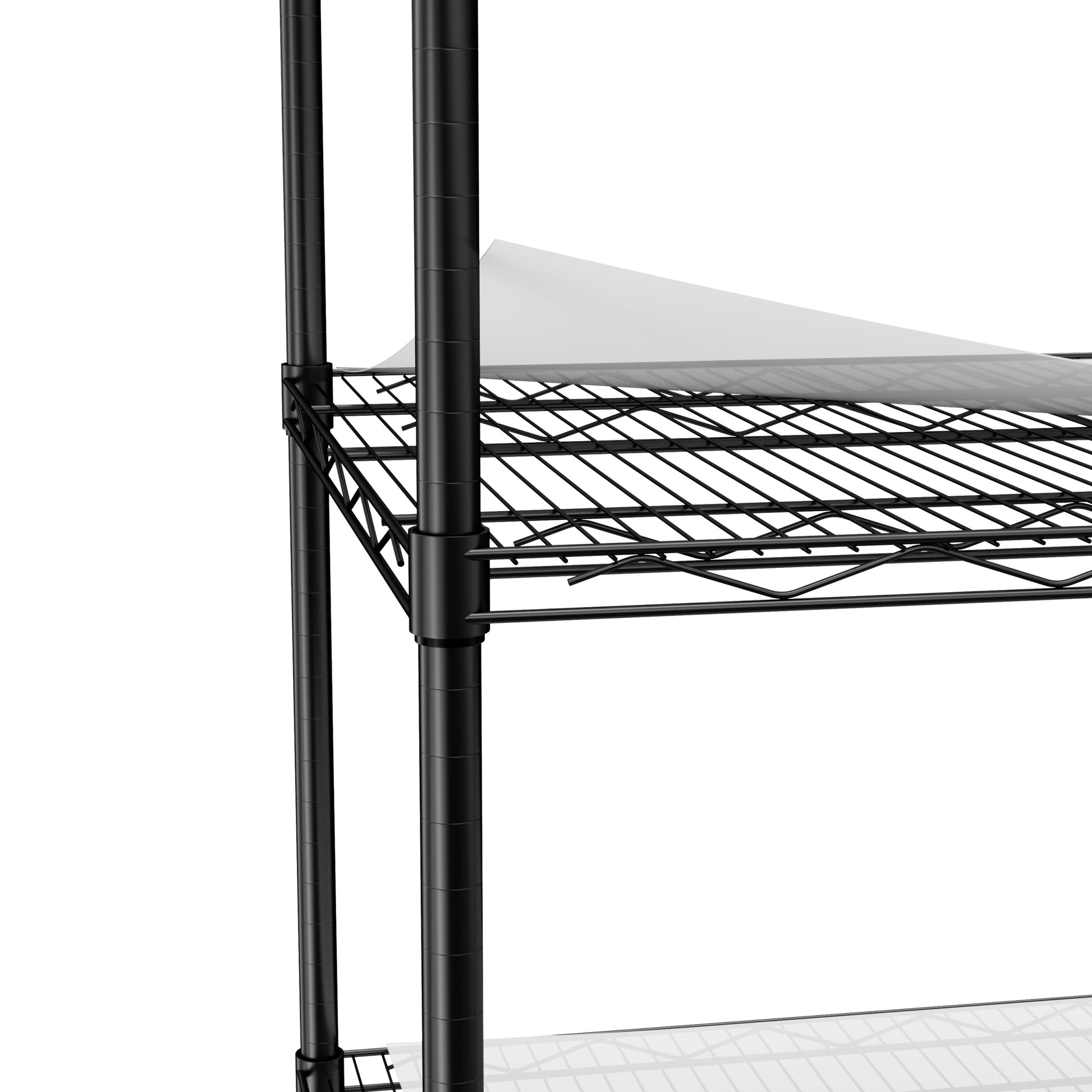 5 Tier Heavy Duty Adjustable Shelving And Racking, 300 Lbs. Per Wire Shelf, With Wheels And Shelf Liners, For Warehouses, Supermarkets, Kitchens, Etc. 59.45 "L 24.02 "W 71.65 "H,Black Black Steel