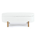 Ottoman Oval Storage Bench,Rubber Wood Leg,Beige 46.