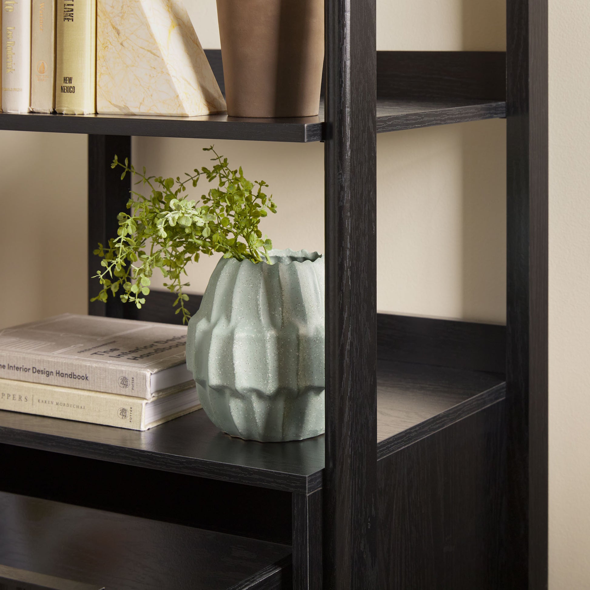 Transitional Narrow Bookshelf With Drawer On Bottom Black Black Mdf Mdf