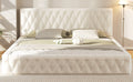 Queen Size Upholstered Bed With Tufted Headboard, Modern Velvet Platform Bedno Box Spring Required, White Queen White Solid Wood Mdf