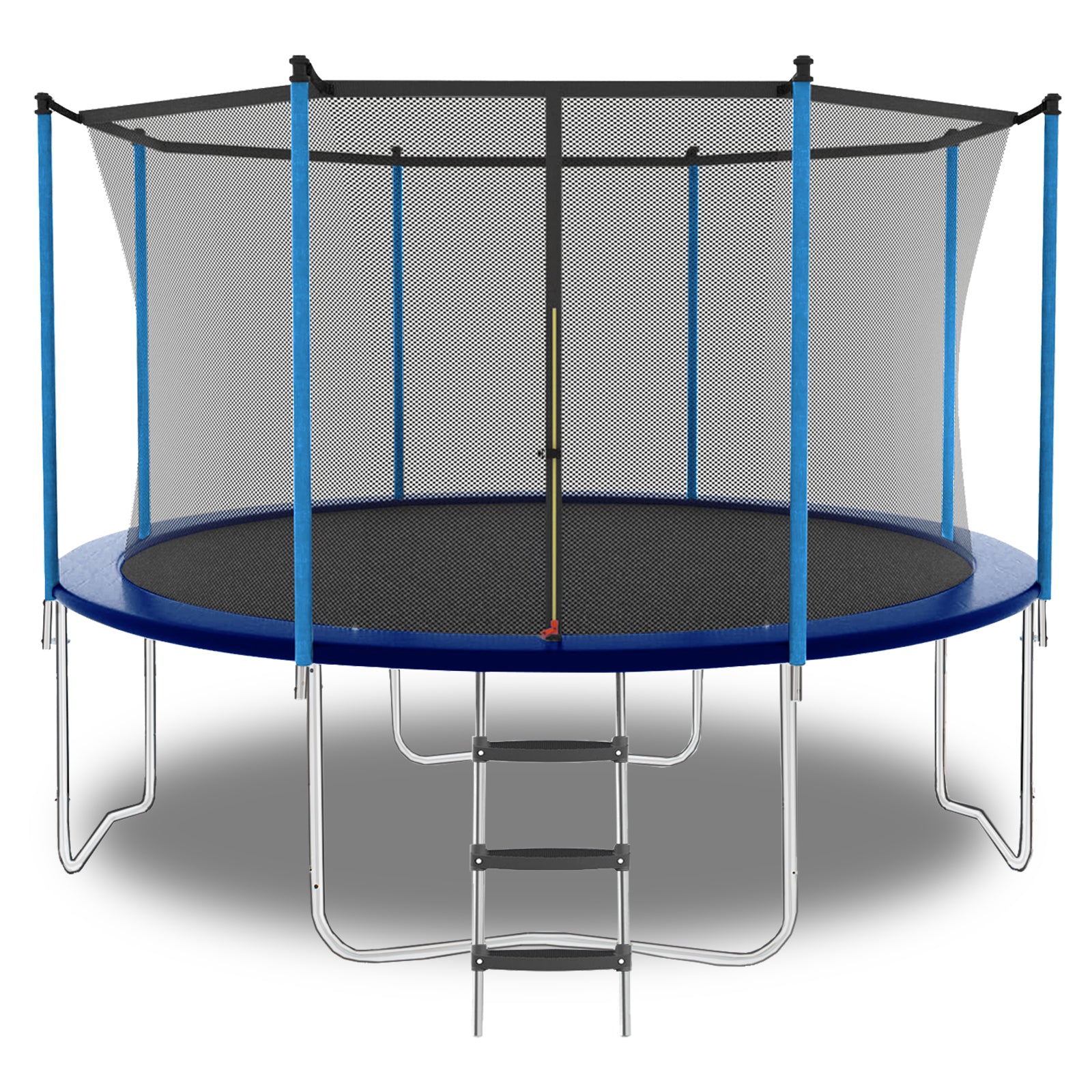 12Ft Outdoor Toddler Trampoline With Enclosure Safety Net Jumping Fun Trampoline, Heavy Duty Jump Pads, Spring Loaded For Children And Adults, Gifts For Boys Girls Blue Garden & Outdoor Iron