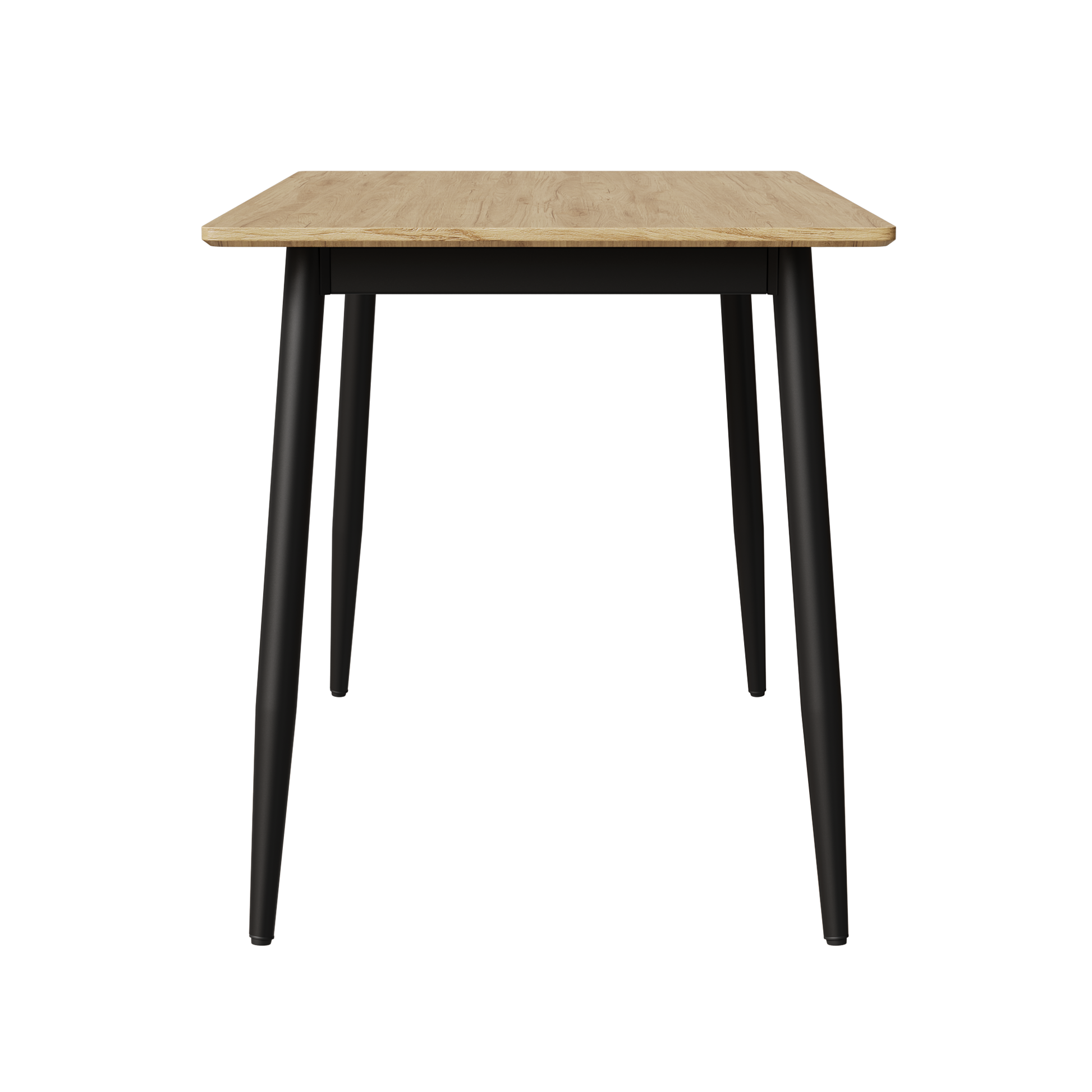 Modern Minimalist Wood Grain Tabletop Dining Table, Stylish Dining Table, Kitchen Dining Table, Sturdy And Durable, Easy To Assemble, Black Metal Leg Design, Suitable For 4 6 People, Suitable For