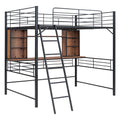 Full Size Loft Bed With Desk And Shelfloft Bed With Ladder,Full,Black Full Black Metal