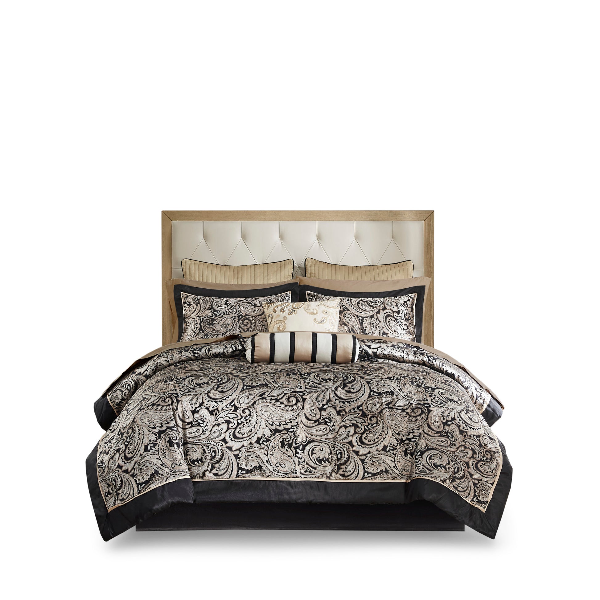 12 Piece Comforter Set With Cotton Bed Sheets Black Cal King California King Black Cotton
