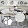 Zaidee Coffee Table, Natural Marble Top & Nickel Finish Lv02795 White Marble Metal