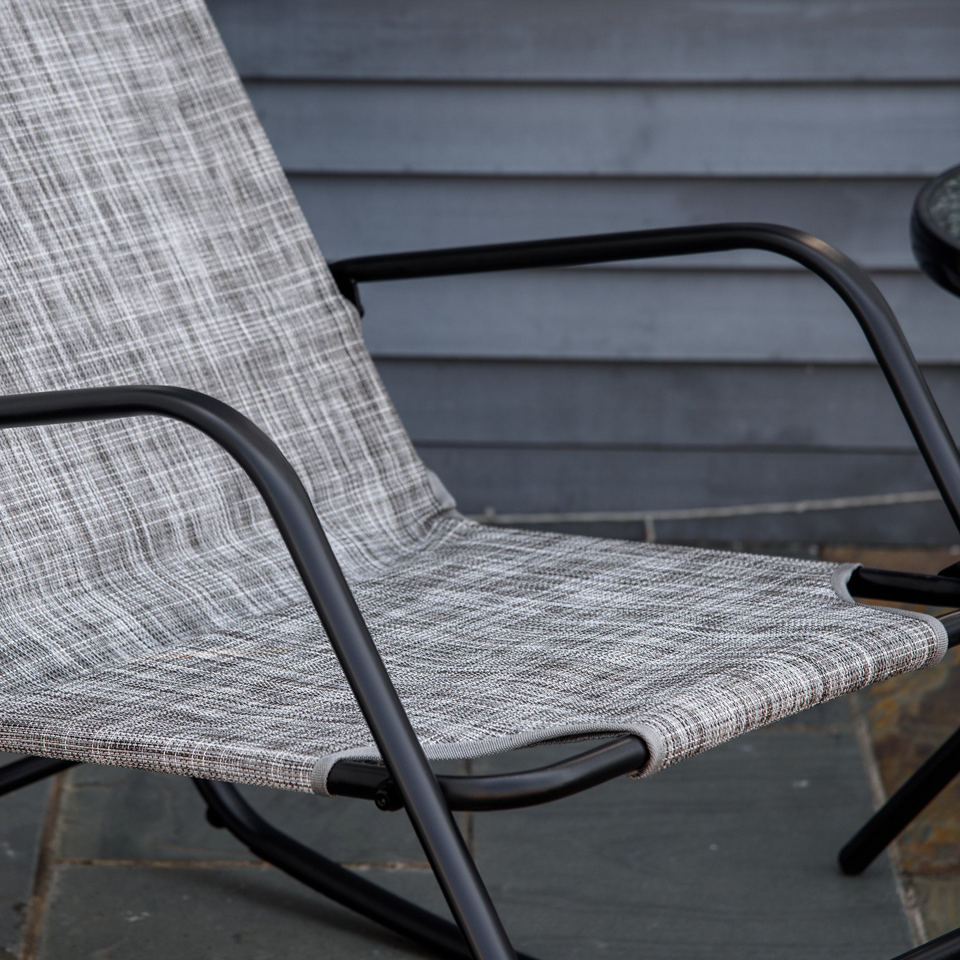 Outsunny Garden Rocking Chair, Outdoor Indoor Sling Fabric Rocker For Patio, Balcony, Porch, Grey Gray Steel