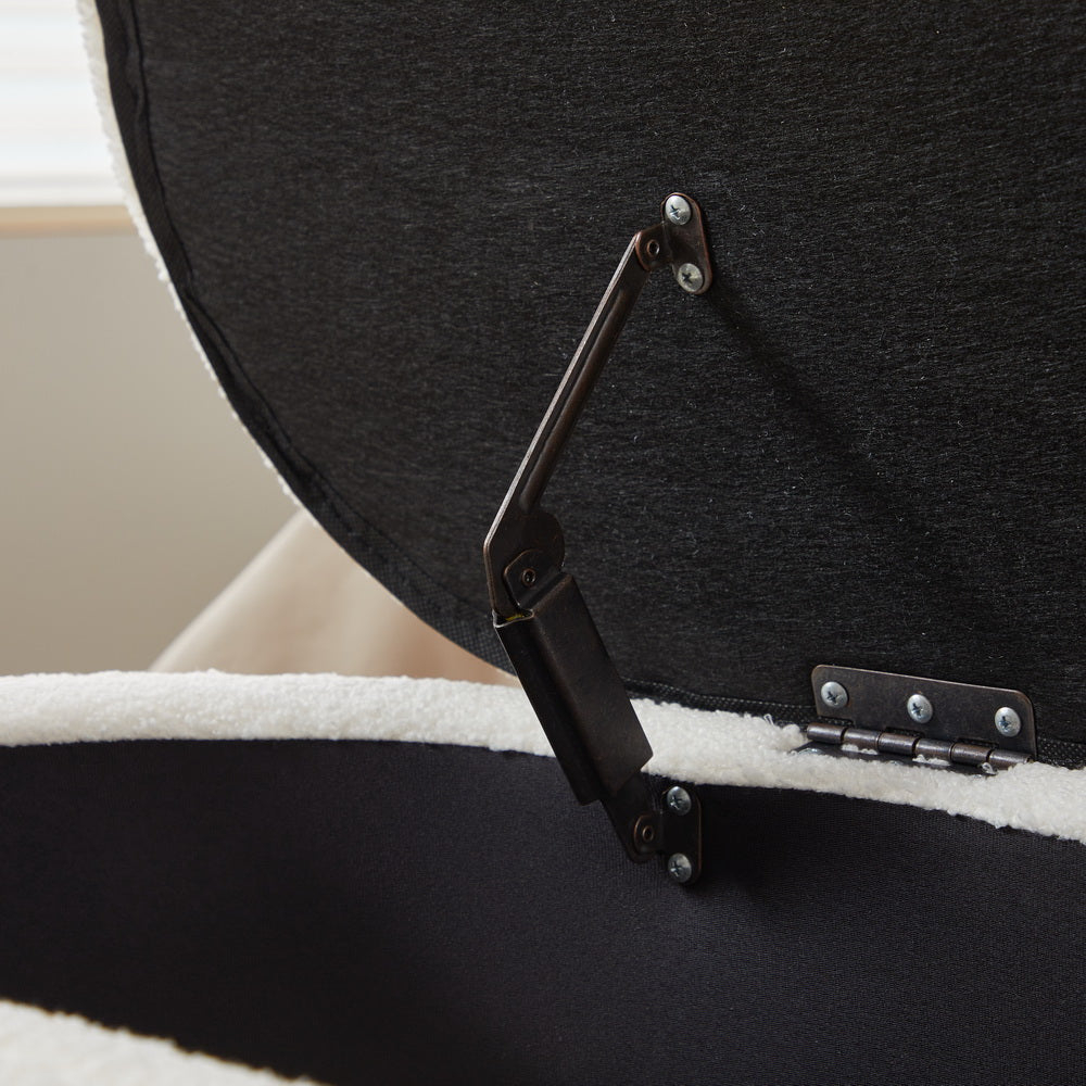 S03 Basics Upholstered Storage Ottoman And Entryway Bench White White Boucle