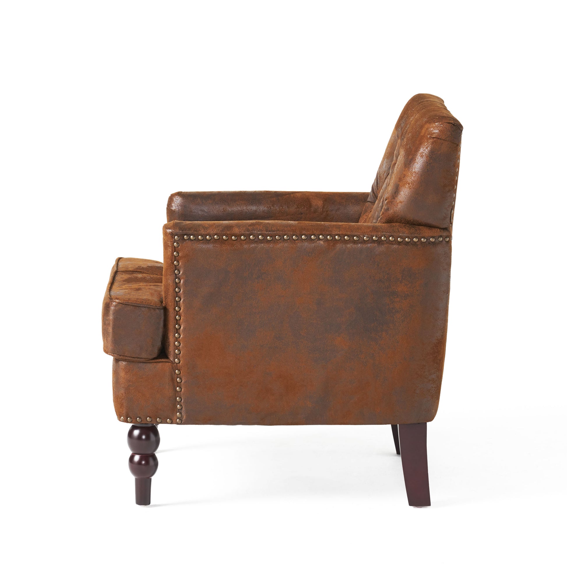 Harrison Tufted Club Chair Brown Microfiber