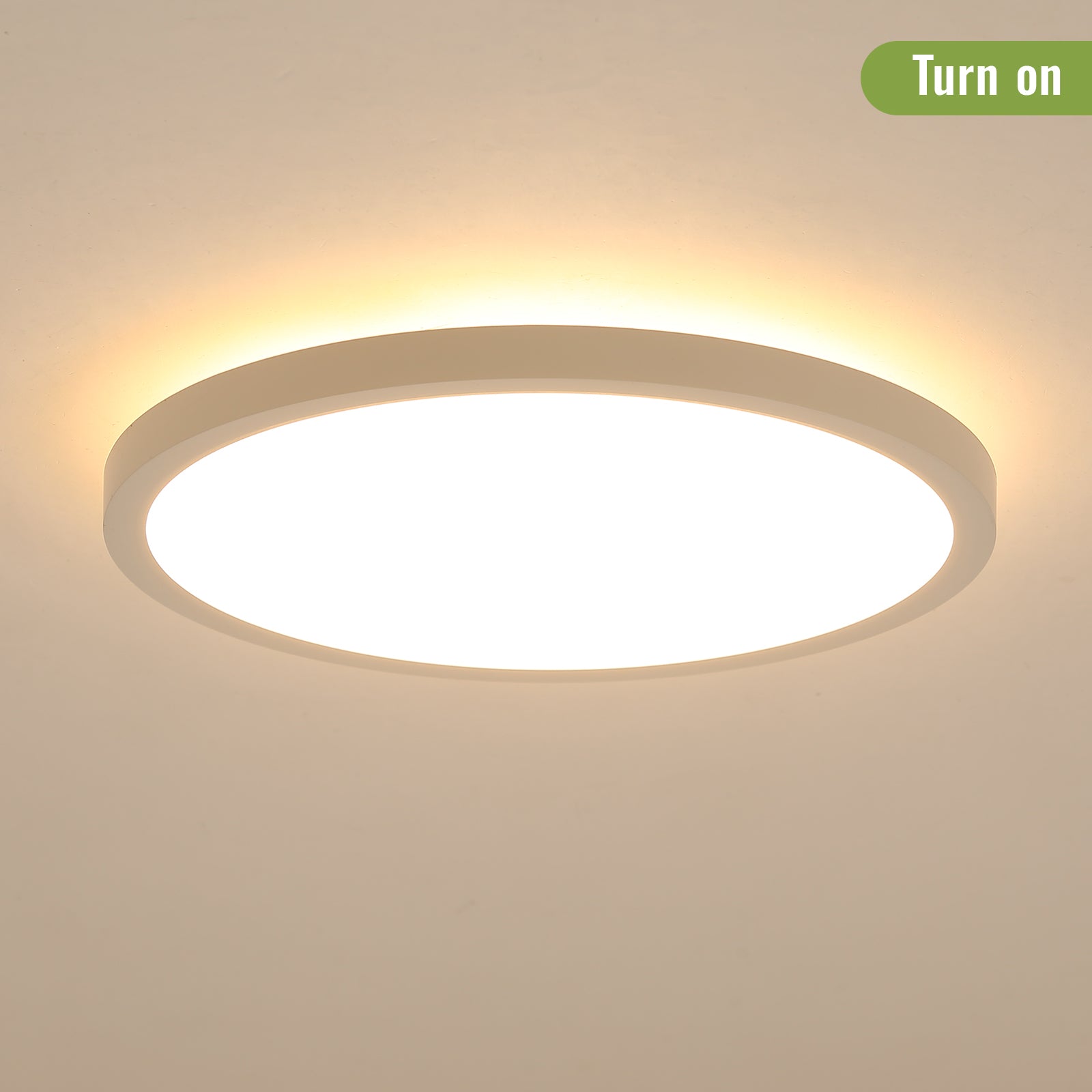 11.8 Inch Flush Mount Ceiling Light, 20W Led Nightlight Ceiling Light Fixture For Kitchen Bedroom Living Room White Abs
