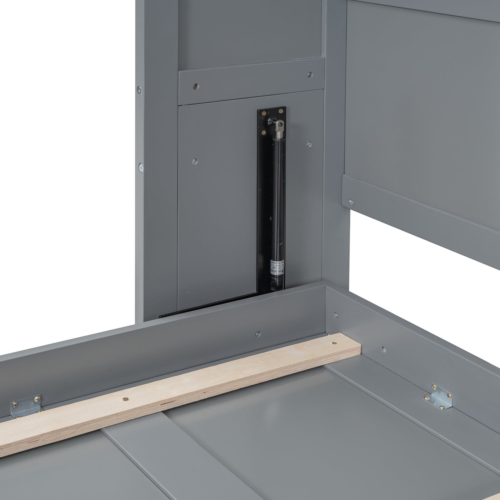 Queen Size Murphy Bed Wall Bed With Top Shelves & Usb,Gray Queen Gray Plywood