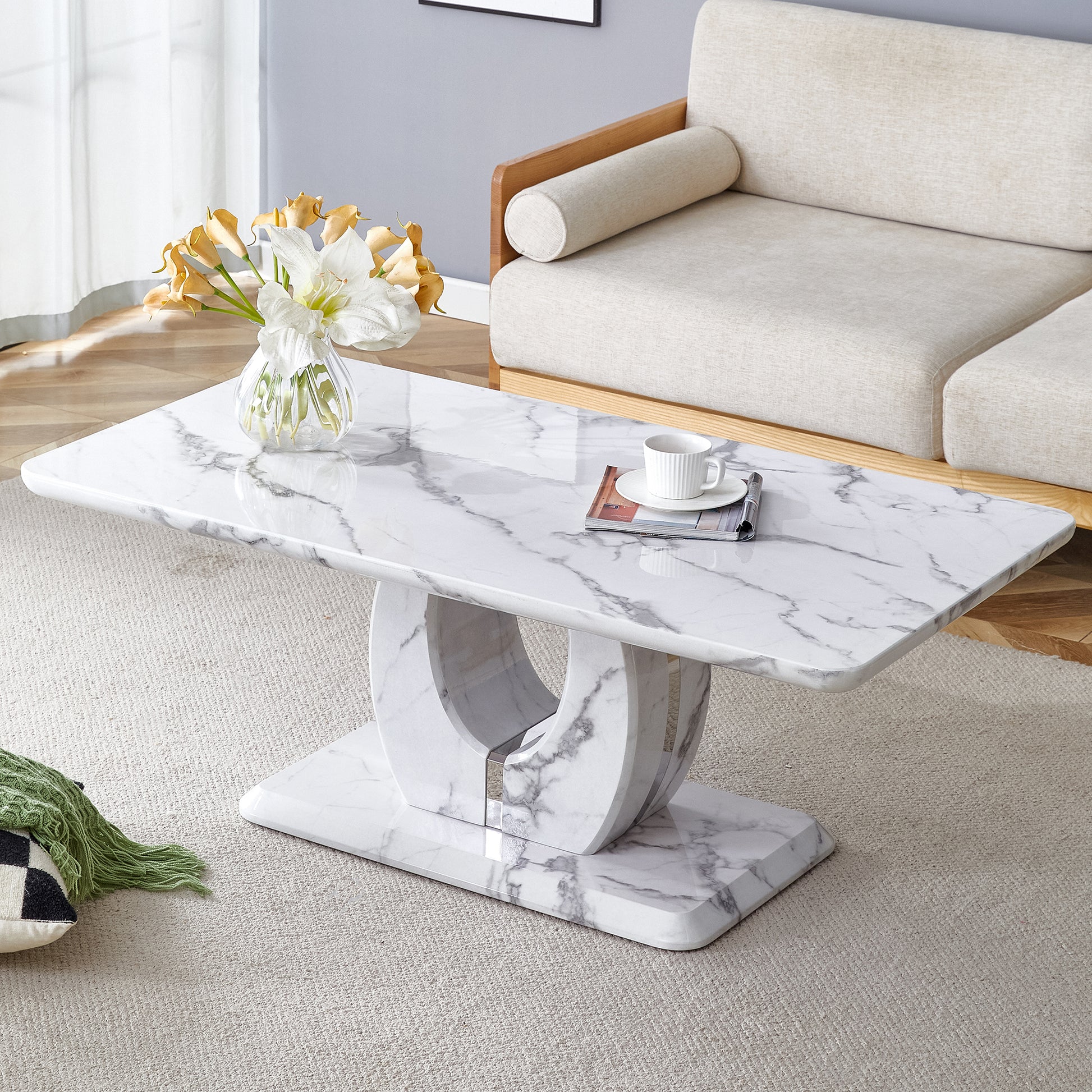 Modern Simple Luxury Imitation Marble Dining Table Rectangular Coffee Table. The Computer Desk. The Game Table. Suitable For Dining Room, Living Room, Terrace, Kitchen. 47 "X 25.6" 18 "Ct 1280 White