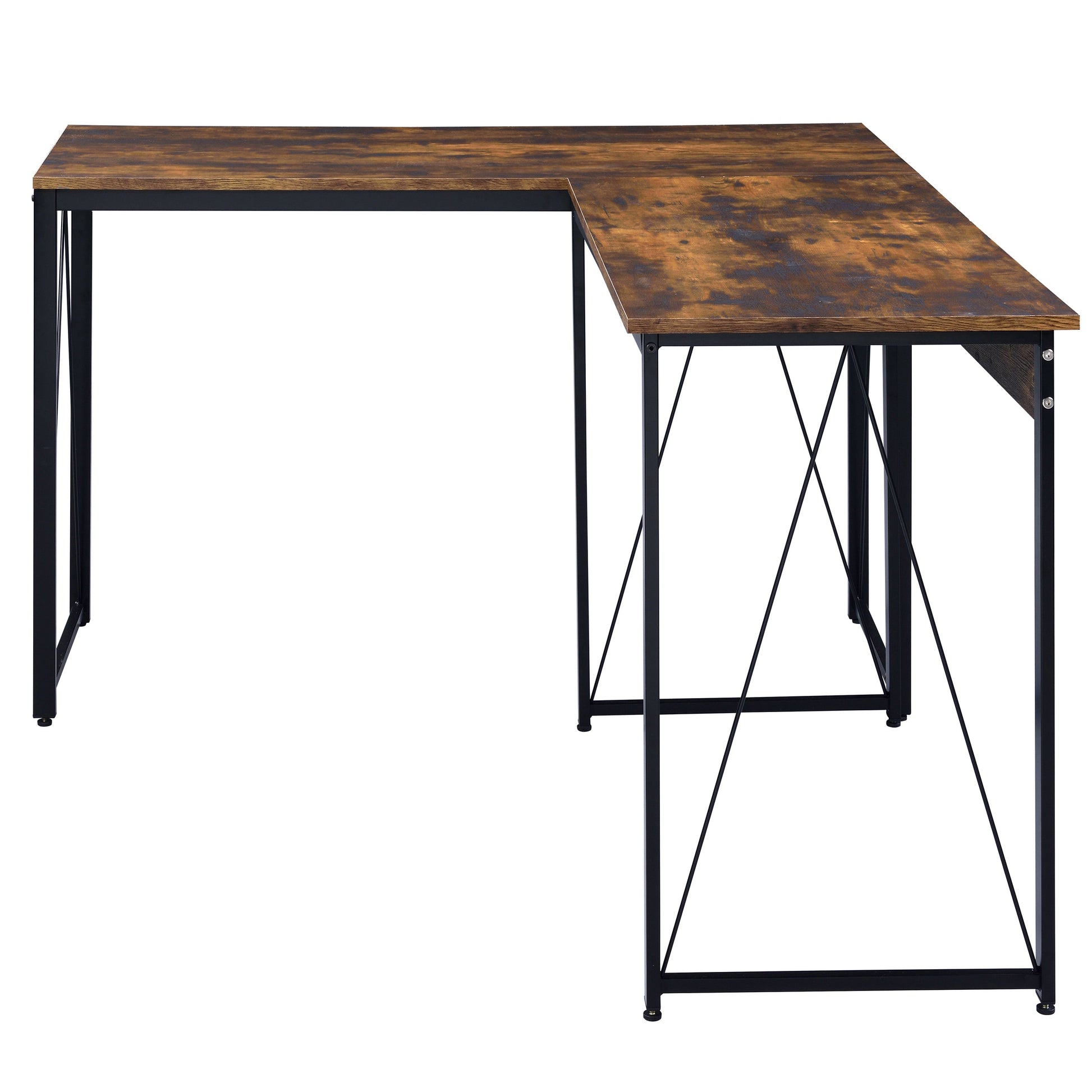 Weathered Oak And Black 35.5" Writing Desk With Metal Sled Base Brown Black Writting Desk Industrial,Rustic Rectangular Desk Wood Metal Sled