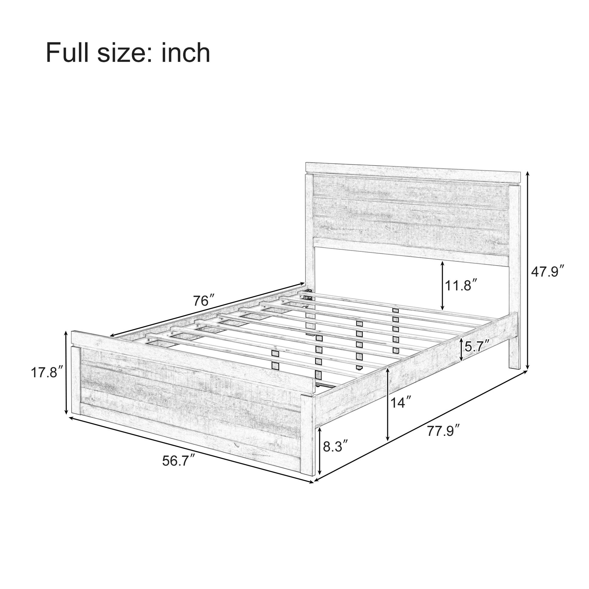 3 Pieces Vintage Farmhouse Style Full Size Platform Bed With 10 Wooden Slats Support 2 Nightstands, No Box Spring Needed, Rustic Brown Box Spring Not Required Full Rustic Brown Wood 3 Piece Set Bedroom Traditional Plywood