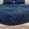 Luxury Full Queen Flat Sheet 1 Pc, Bed Sheets Queen Size, Hotel Sheets, Soft Linen Sheets,& Fade Resistant Full Size Bed Sheets Navy Linen