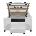 Twin Size Upholstered Daybed With Bear Shaped Headboard, Hydraulic System Andmesh Fence, White White Velvet