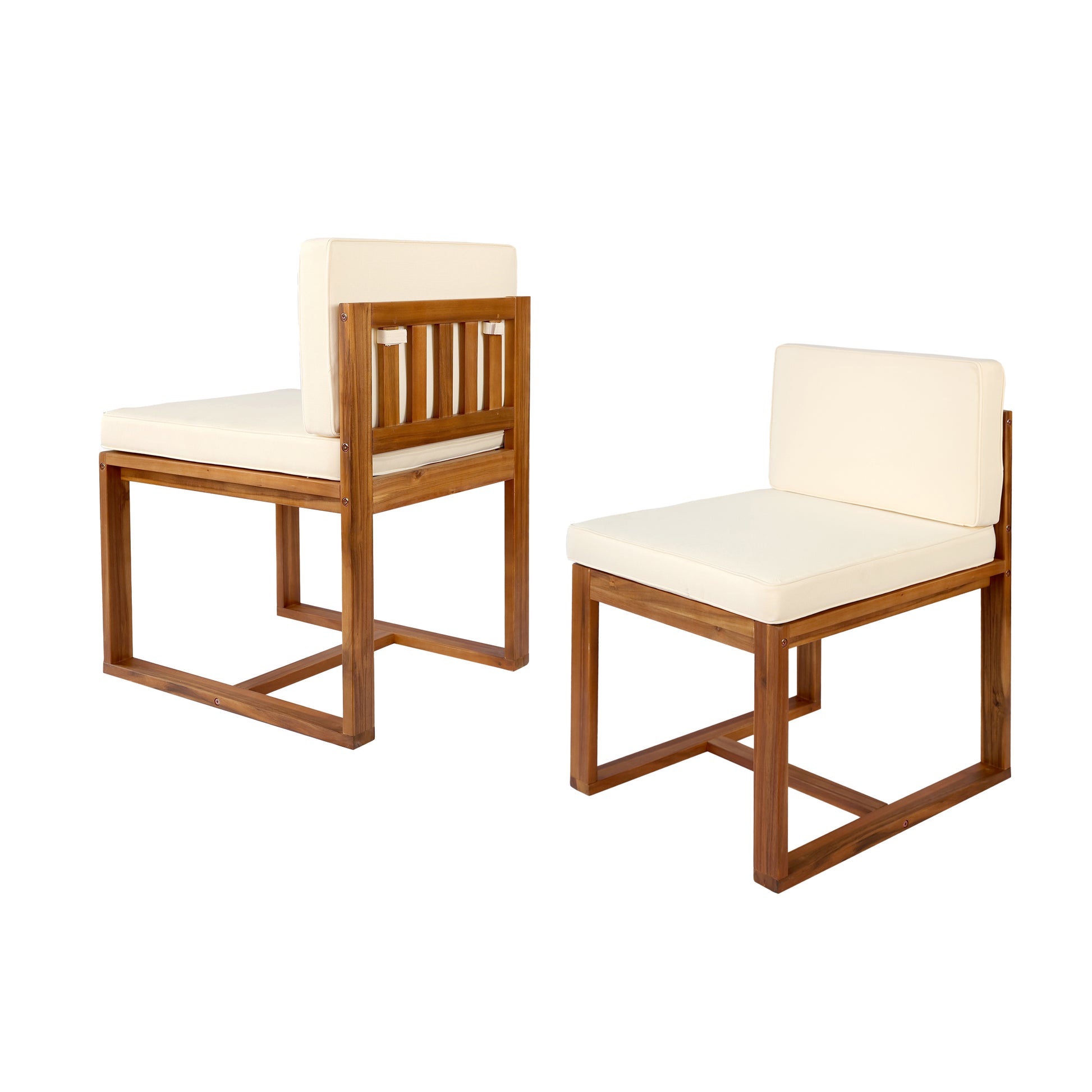 Patio Dining Chairs Set Of 2 Teak Beige Acacia Wood