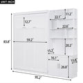 Full Size Murphy Bed With Multiple Storage Shelves And A Cabinet, White Box Spring Not Required Full White Wood Bedroom Murphy Solid Wood Mdf
