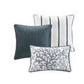 7 Piece Cotton Sateen Comforter Set Blue King King Blue Cotton