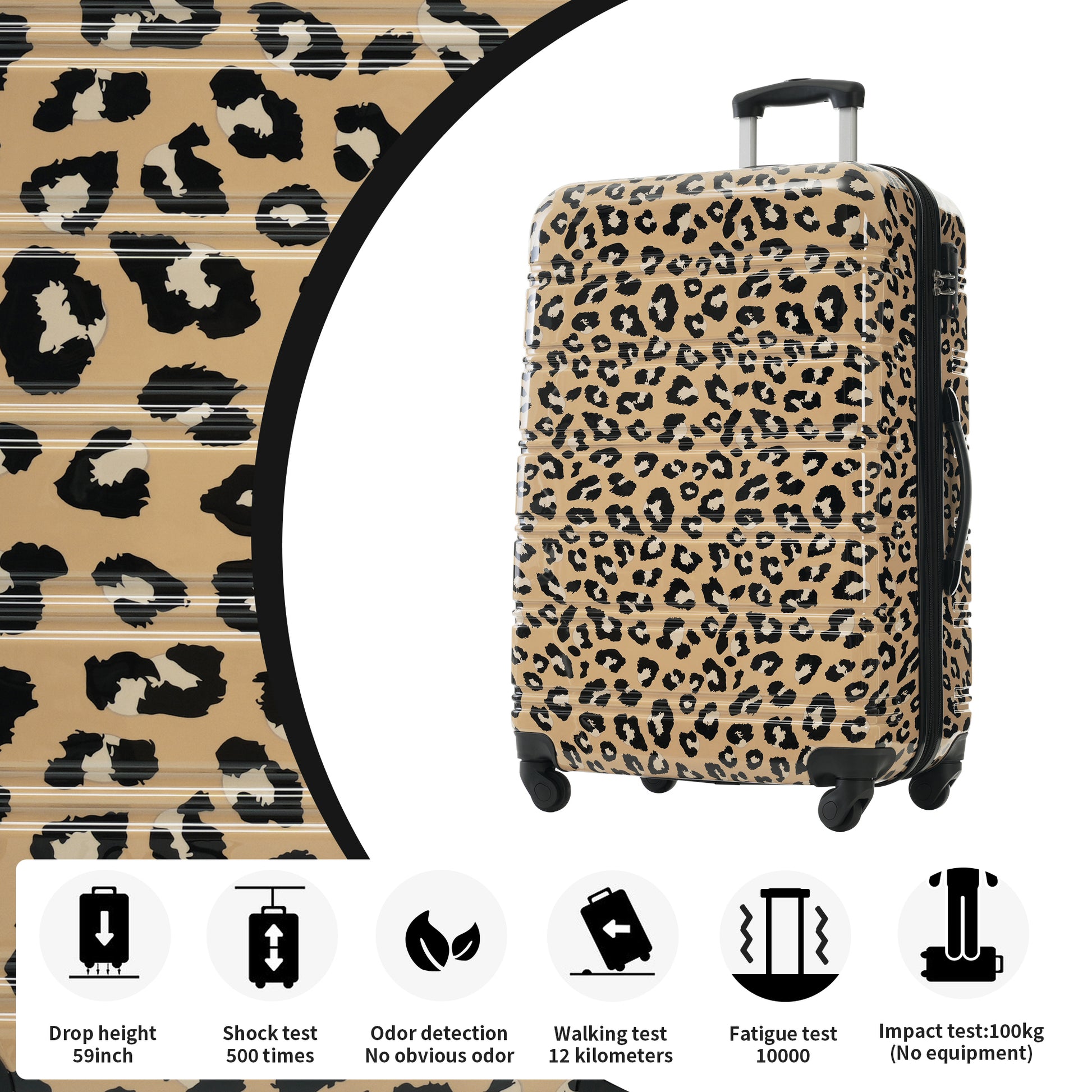 Hardshell Luggage Sets 3 Pcs Spinner Suitcase With Tsa Lock Lightweight 20" 24" 28" Luggages Brown Leopard Pc