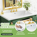 30'' Bathroom Vanity With Resin Sink Combo, Free Standing Single Vanity Set With 5 Drawers, Solid Wood Frame Bathroom Storage Cabinet, Green 4 Green 1 Bathroom Freestanding Modern Solid Wood Mdf Resin Painted