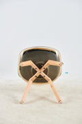 Wood Leg And Transparent Yellow Back Chair,Set Of 4,Dining Chair,Coffee Chair Antique Yellow Wood Plastic
