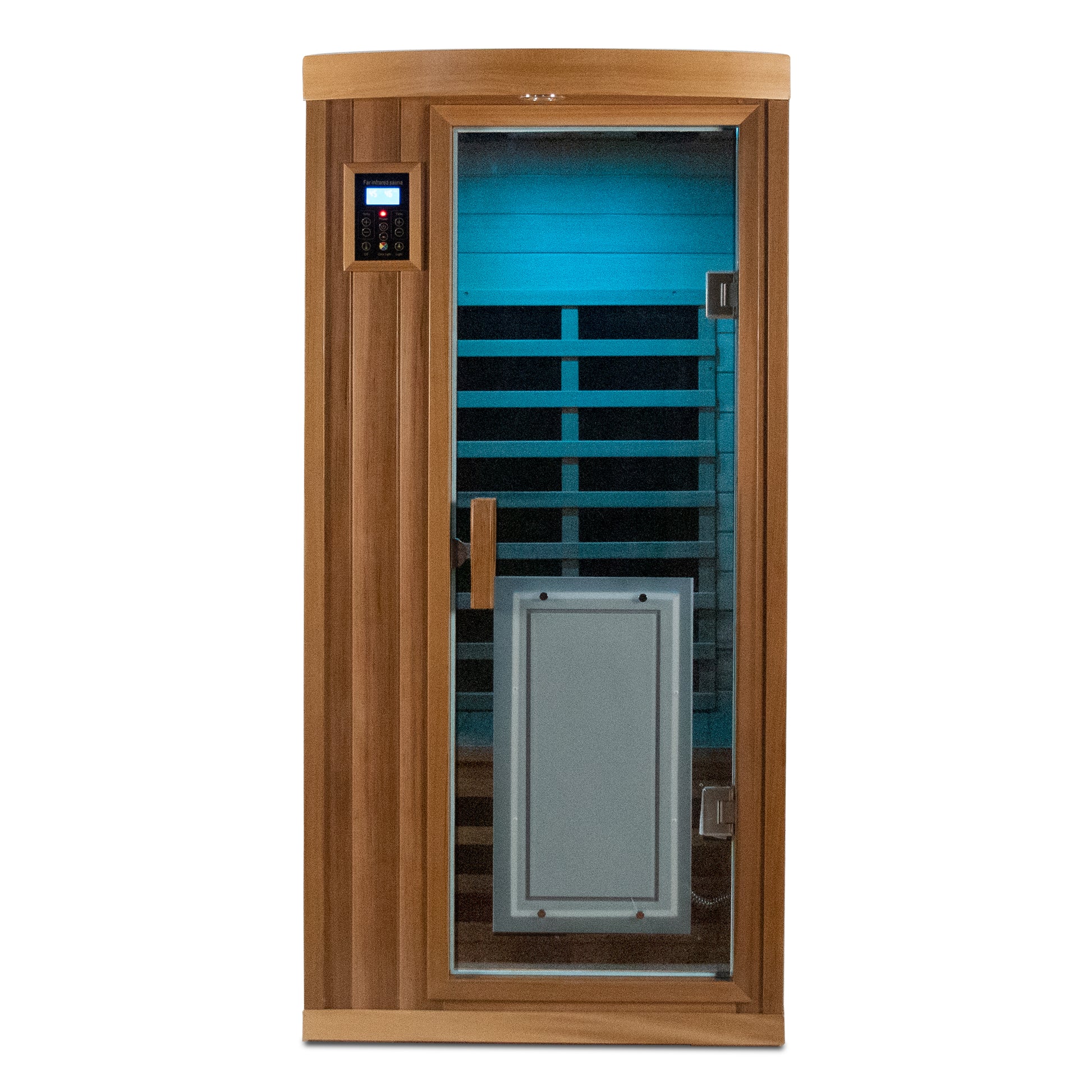 Low Emf One Person Far Infrared Red Cedar Deluxe Indoor Sauna Room Bean Paste Red Metal & Wood,Wood Glass