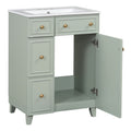 24 Inch Bathroom Vanity Cabinet With Ceramic Sink, 2 Drawers, 1 Door Green Bathroom Solid Wood Mdf