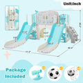 Kids Slide Playset Structure 8 In 1, Freestanding Ocean Themed Set With Slide, Arch Tunnel,Basketball Hoop And Telescope, Double Slides For Toddlers, Kids Climbers Playground Blue 50 99 Lbs Cute 1 To 2 Years Hdpe Indoor & Outdoor Use