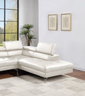 White Color Sectional Couch 2Pc Set Living Room Furniture Faux Leather Right Facing Chaise And Left Facing Sofa Metal Legs White Faux Leather Primary Living Space Classic,Contemporary,Modern L Shaped Faux Leather,Metal,Solid Wood 5 Seat