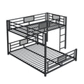 L Shaped Metal Twin Over Full Size Bunk Bed, Black Box Spring Not Required Black Metal Metal