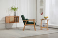 Leisure Chair With Solid Wood Armrest And Feet, Leisure Chair, Wood Frame, Velvet, L, Solid Rubber Wood Legs, Mid Century Modern Accent Chair, For Living Room Bedroom Studio Chair Emerald Corduroy