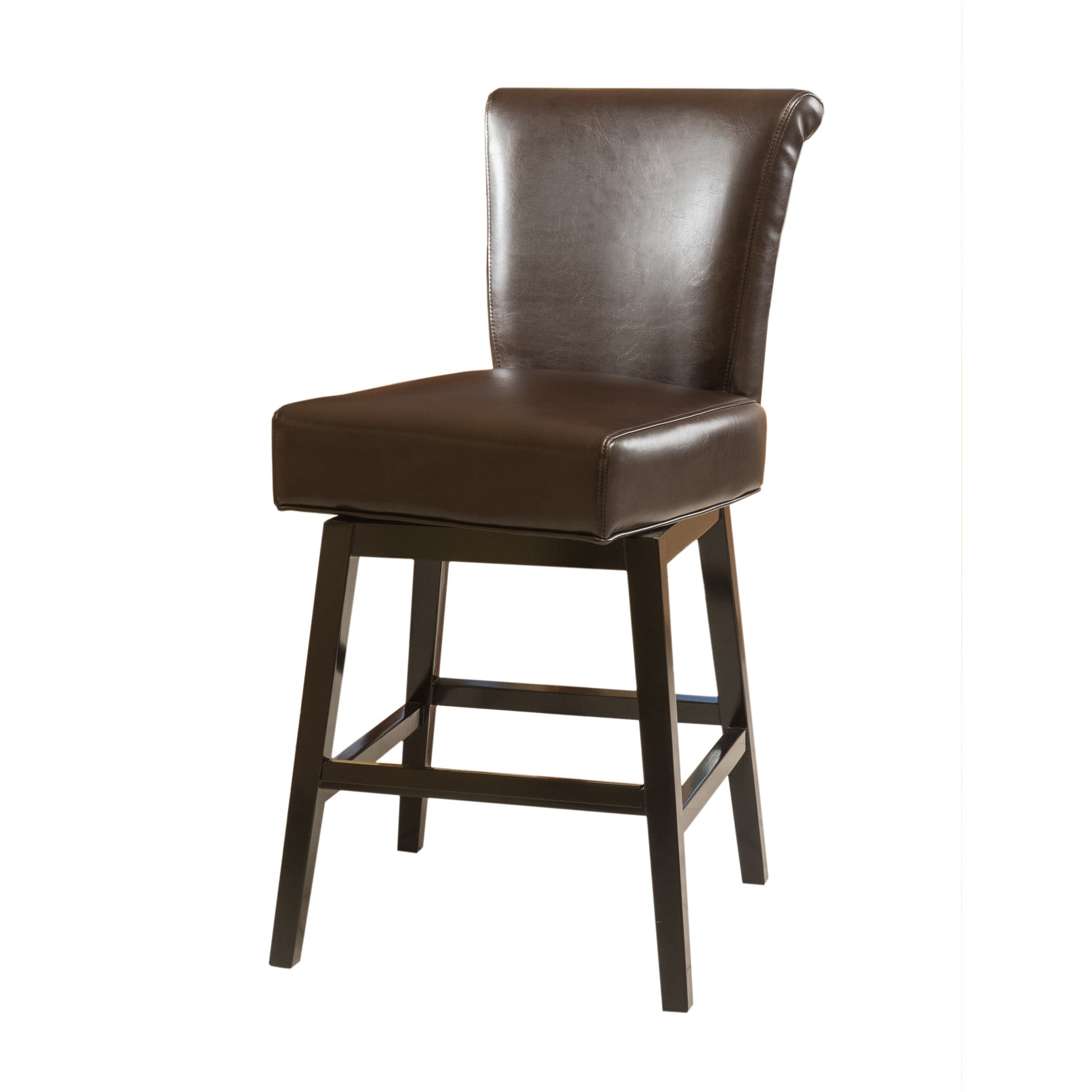 28 Inch Pu Leather Swivel Counter Stool Brown Pu