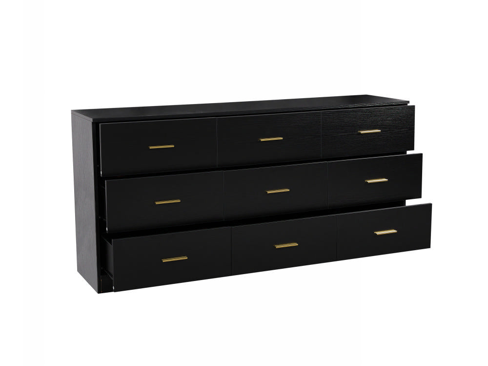 Modern Black 9 Drawer Dresser For Bedroom Large Storage Wide Chest Of Drawers, Sturdy & Safe Black Primary Living Space American Design,Contemporary,Modern Melamine Engineered Wood