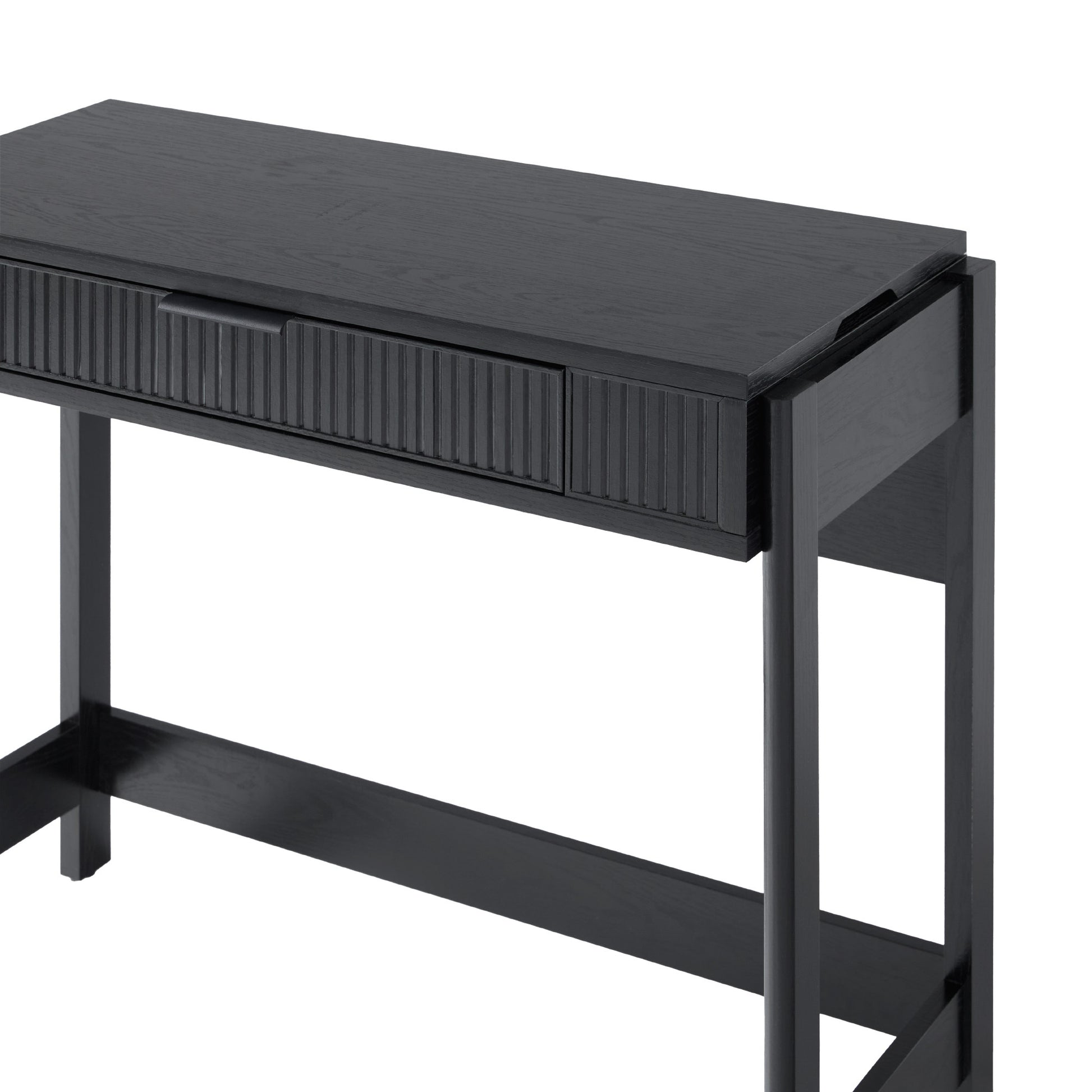 Transitional Reeded Lift Top Desk With Drawer Black Black Mdf Mdf