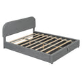 Teddy Fleece Queen Size Upholstered Platform Bed With Hydraulic Storage System, Gray Queen Gray Teddy