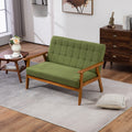 Coolmore Mid Century Modern Solid Loveseat Sofa Upholstered Linen Loveseat, 2 Seat Upholstered Loveseat Sofa Modern Couch Green Linen 2 Seat