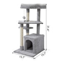 Double Level Cat Tree Stand House Furniture Kittens Activity Tower Posts Kitty Pet Play House Light Gray Light Gray Particle Board