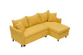 The 80 Inch Yellow Corduroy L Shaped Sofa Comes With Two Small Throw Pillows That Can Be Converted Into A Sofa Bed For Storage Yellow Corduroy 3 Seat