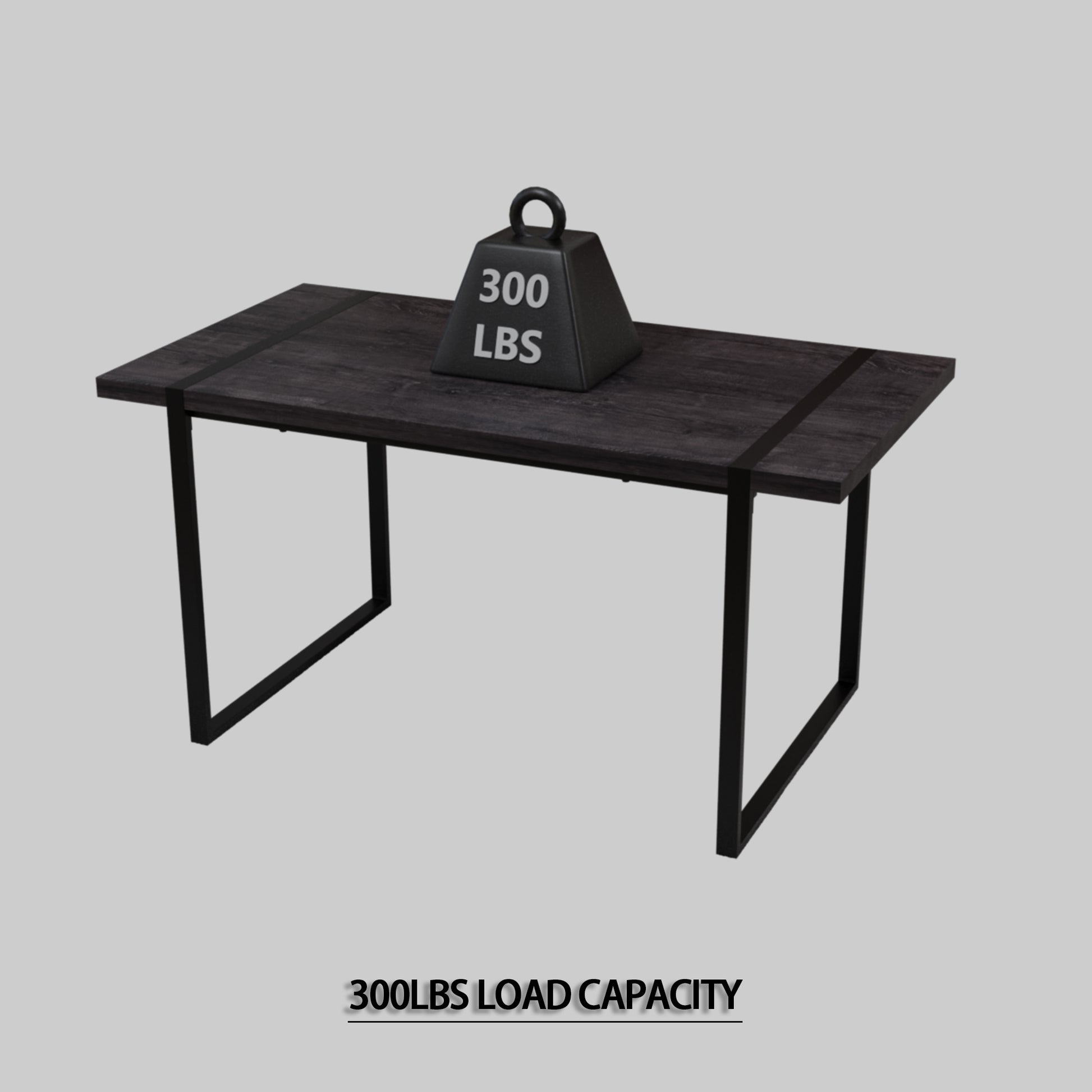 59 "Rural Industrial Rectangular Mdf Black Dining Table, 4 6 People, 1.5" Thick Engineering Wood Tabletop And Black Rectangular Metal Legs, Used For Writing Desk, Kitchen, Terrace, Dining Room Black Kitchen Mdf